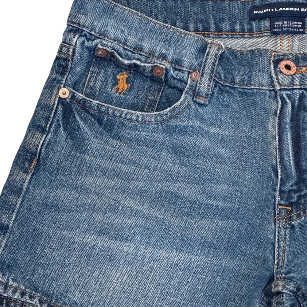 Ralph Lauren Sport Blue Denim Jean Shorts Womens 6 Low Rise Cotton Medium Wash